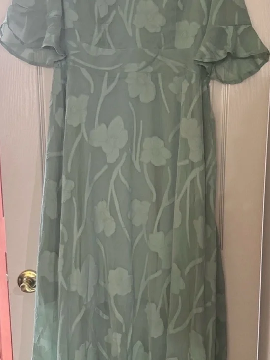 Sage Green V-Neck Floral Maxi Dress - Picture 5 of 7